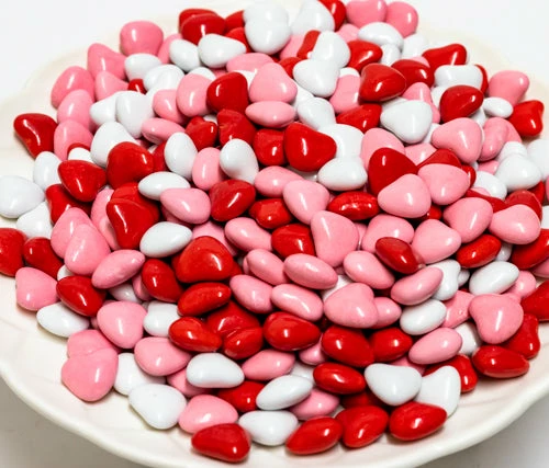 Candy Shell Red, Pink And White Chocolate Hearts 1kg 3 Candy Shell Red, Pink And White Chocolate Hearts 1kg