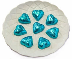 Hearts - Milk Chocolate Hearts In Aqua Blue Foil 350g