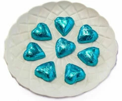 Hearts - Milk Chocolate Hearts In Aqua Blue Foil 1kg