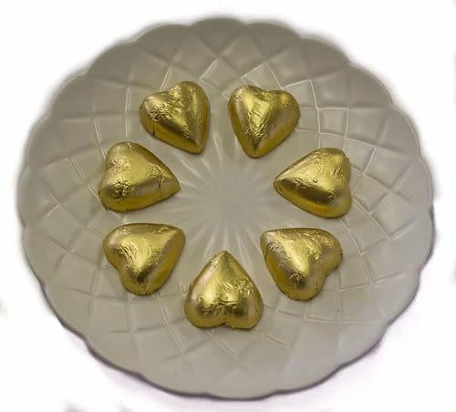 Hearts - Milk Chocolate Hearts In Gold Foil 1kg 3 Hearts - Milk Chocolate Hearts In Gold Foil 1kg