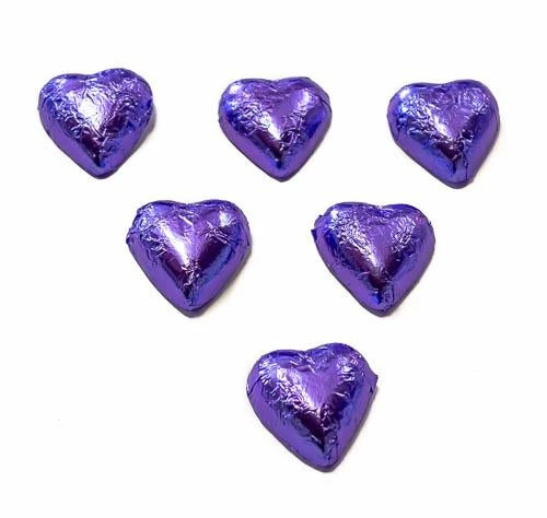 Hearts - Milk Chocolate Hearts In Mauve Foil 1kg 4 Hearts - Milk Chocolate Hearts In Mauve Foil 1kg - Image 2