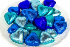 Hearts - Milk Chocolate Hearts In Mixed Blue Foils 350g