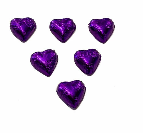 Hearts - Milk Chocolate Hearts In Purple Foil 350g 4 Hearts - Milk Chocolate Hearts In Purple Foil 350g - Image 2