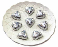 Hearts - Chocolate Hearts In Silver Foil (5kg Bulk)