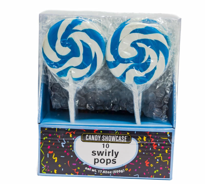 Lollipops - Swirl Flat Pops Blue 3 Lollipops - Swirl Flat Pops Blue