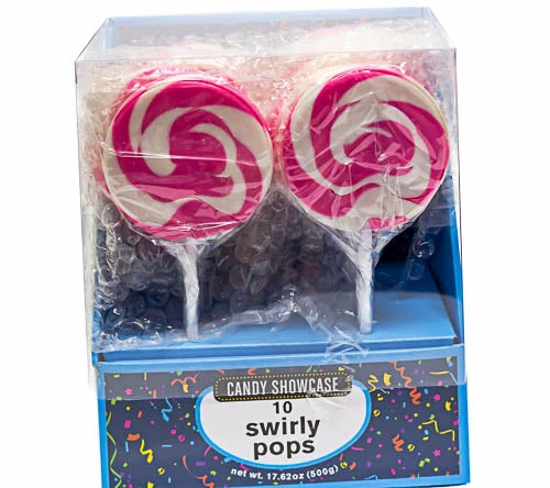 Lollipops - Swirl Flat Pops Pink 3 Lollipops - Swirl Flat Pops Pink