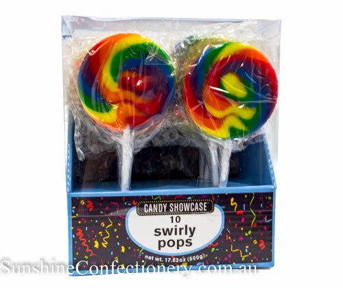 Lollipops - Swirl Flat Pops Rainbow 3 Lollipops - Swirl Flat Pops Rainbow