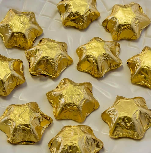 Stars - Chocolate Foil Stars - Gold 5kg 3 Stars - Chocolate Foil Stars - Gold 5kg
